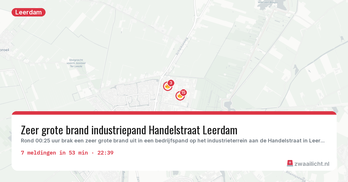 Kaart van de activiteitspiek bij Leerdam