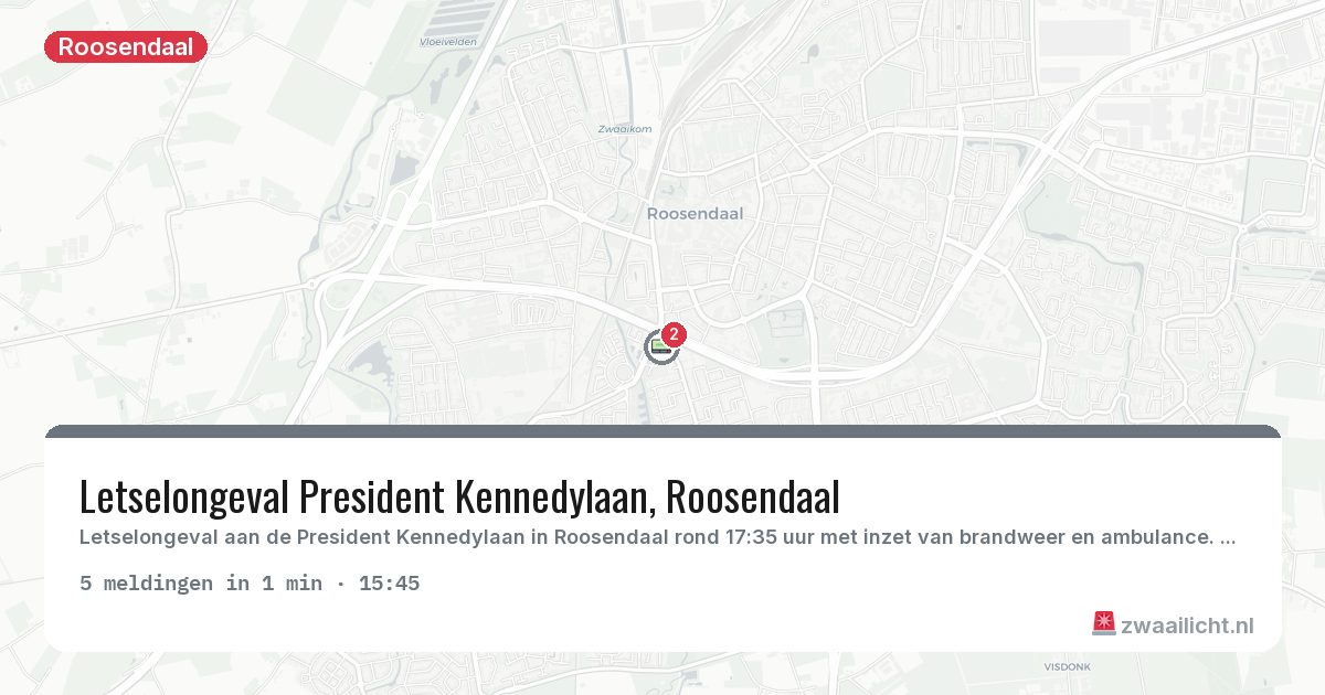 Kaart van de activiteitspiek bij Roosendaal