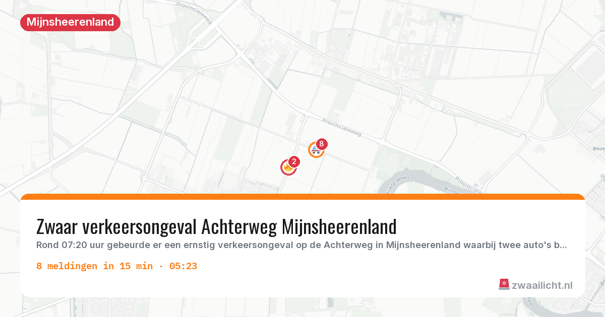 Kaart van de activiteitspiek bij Mijnsheerenland