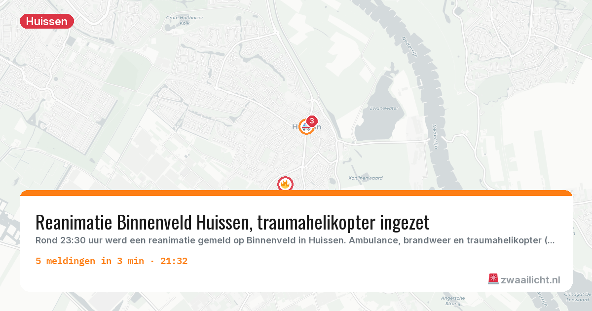 Kaart van de activiteitspiek bij Huissen