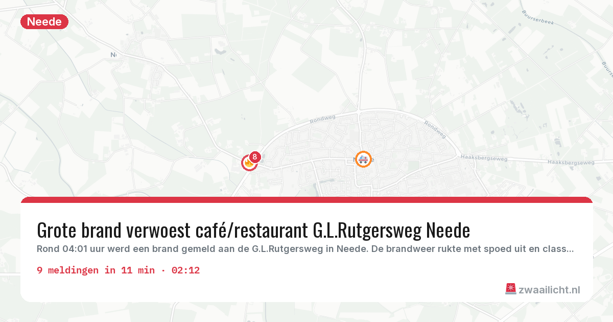 Kaart van de activiteitspiek bij Neede