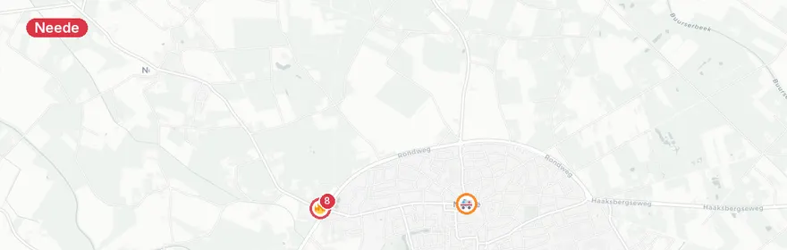 Kaart van Grote brand verwoest café/restaurant G.L.Rutgersweg Neede