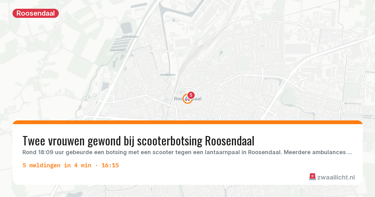 Kaart van de activiteitspiek bij Roosendaal