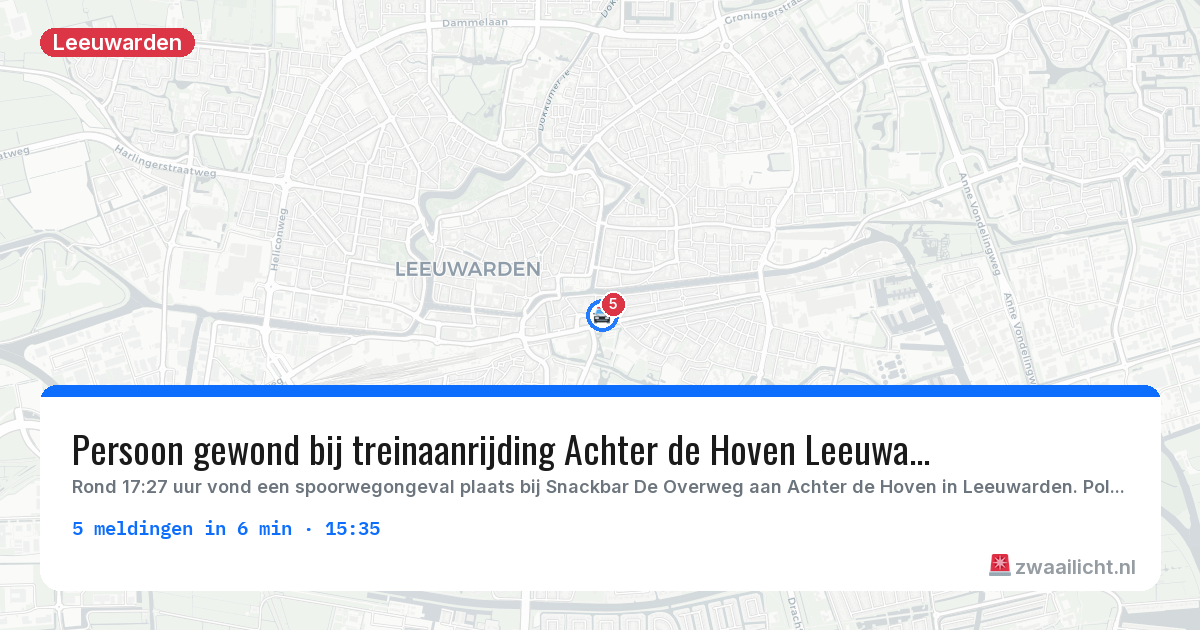 Kaart van de activiteitspiek bij Leeuwarden