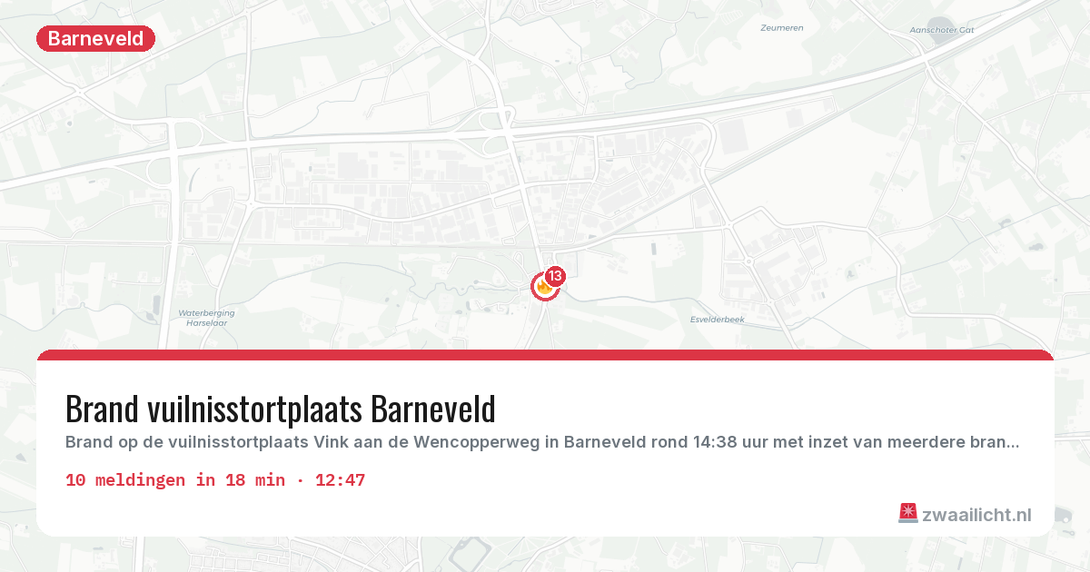 Kaart van de activiteitspiek bij Barneveld