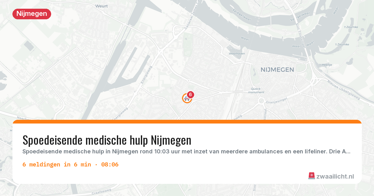 Kaart van de activiteitspiek bij Nijmegen