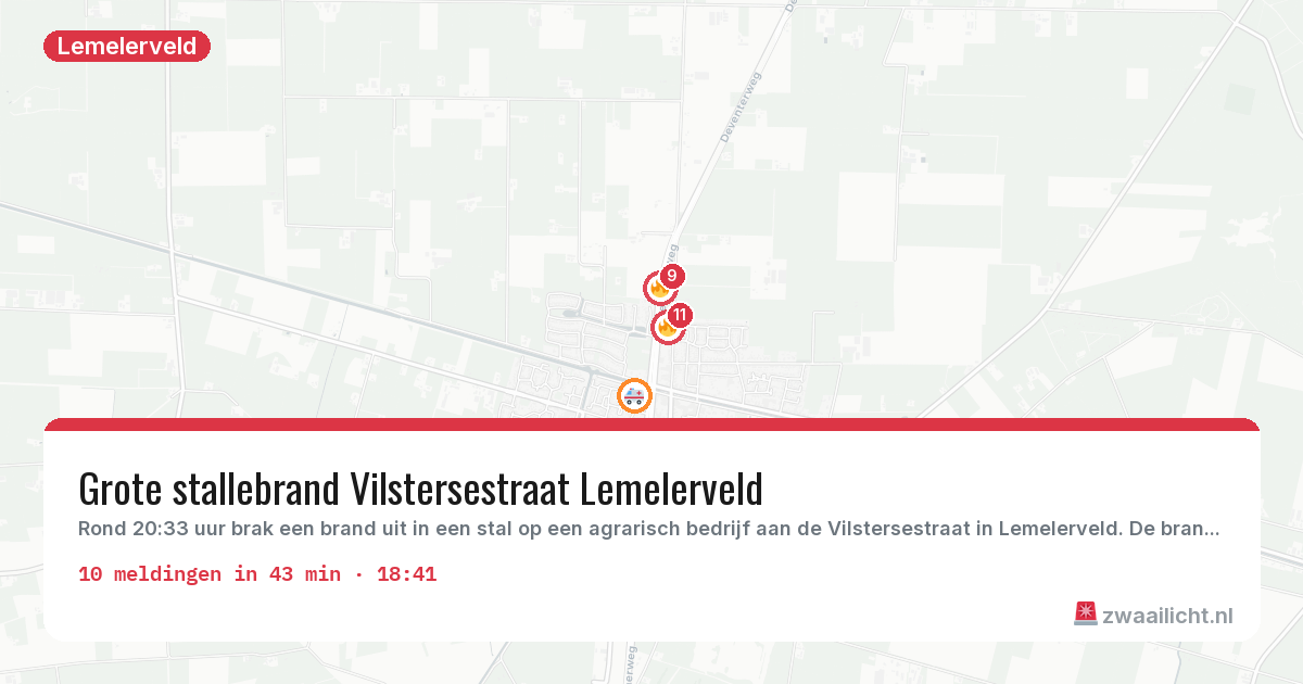 Kaart van de activiteitspiek bij Lemelerveld
