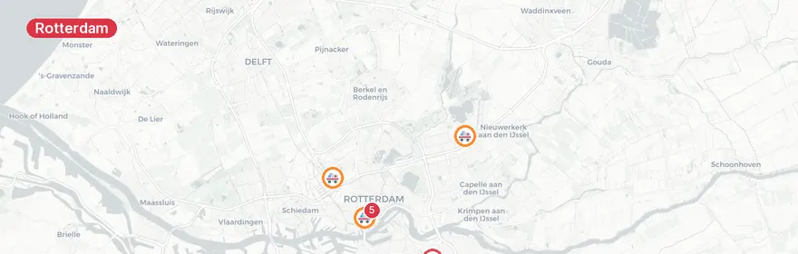 Kaart van Meerdere hulpverleningen Rotterdam in korte tijd