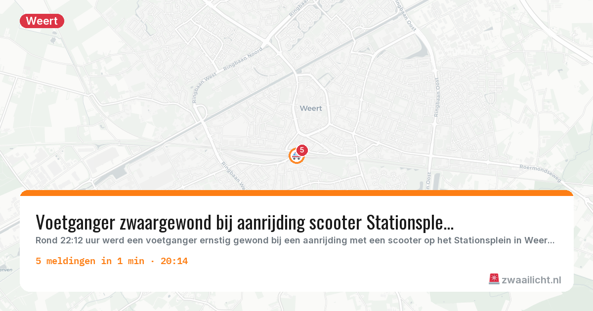 Kaart van de activiteitspiek bij Weert