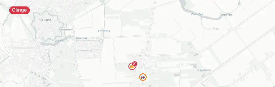 Kaart van Zeer grote stalbrand Beukelzstraat Clinge — twee paarden...