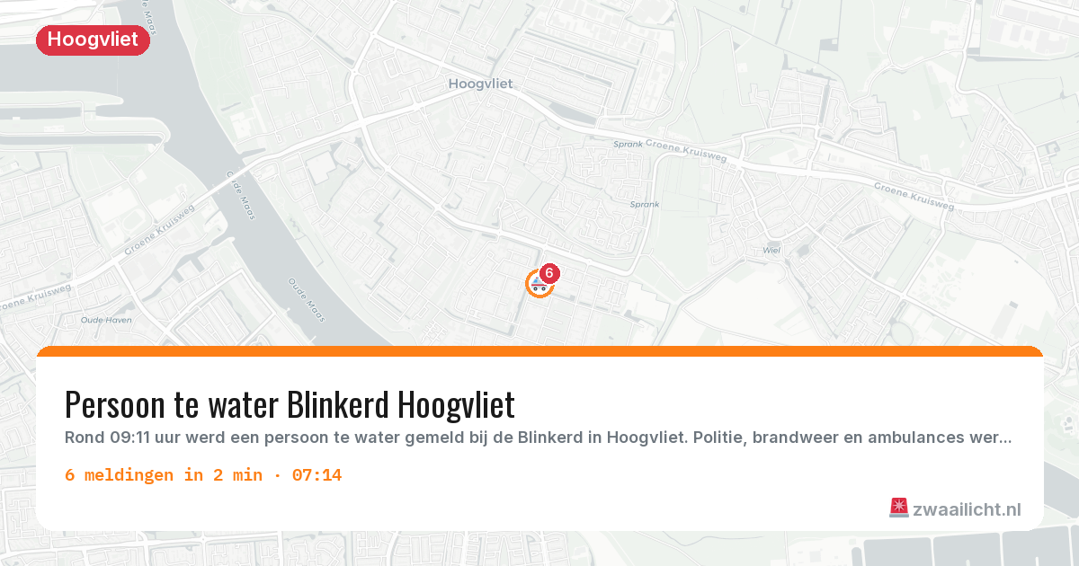 Kaart van de activiteitspiek bij Hoogvliet