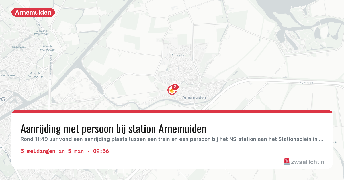 Kaart van de activiteitspiek bij Arnemuiden