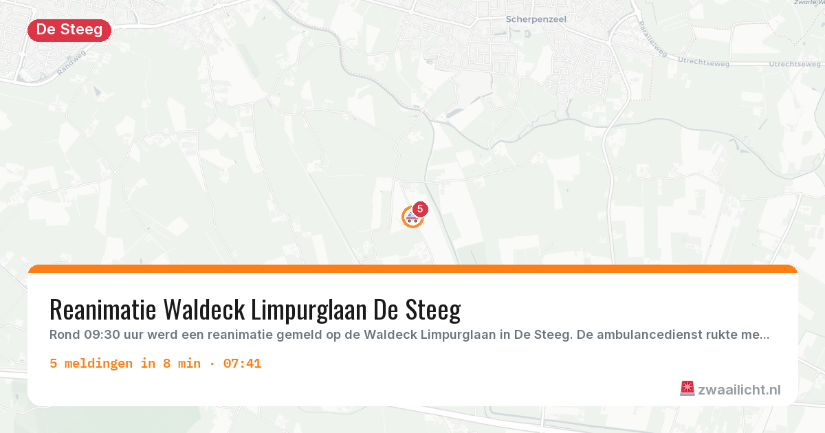 Kaart van de activiteitspiek bij De Steeg