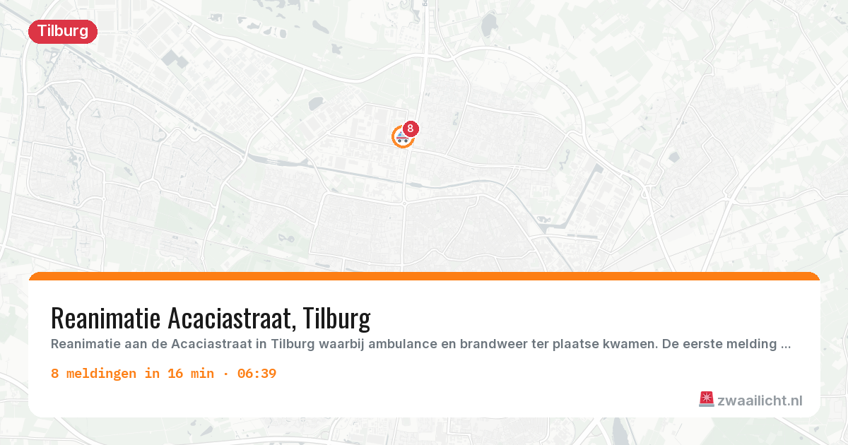 Kaart van de activiteitspiek bij Tilburg
