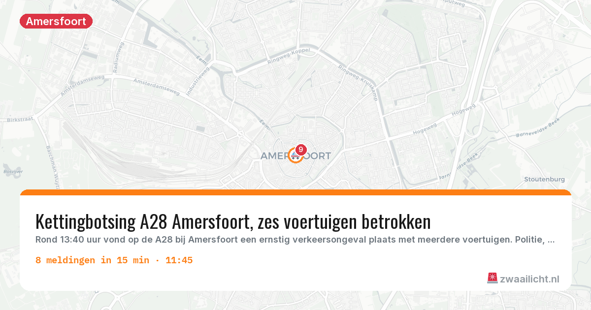 Kaart van de activiteitspiek bij Amersfoort