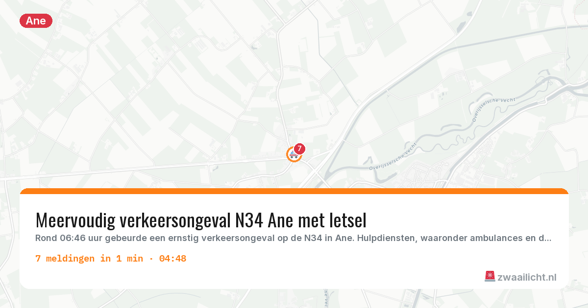 Kaart van de activiteitspiek bij Ane