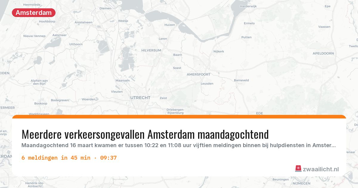 Kaart van de activiteitspiek bij Amsterdam