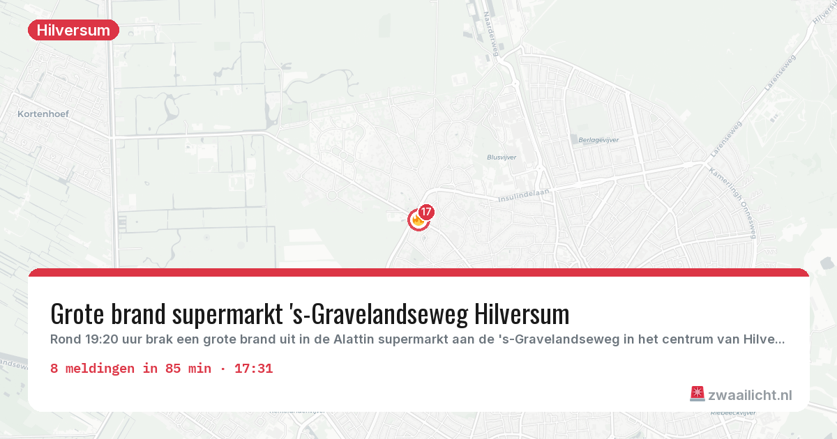 Kaart van de activiteitspiek bij Hilversum