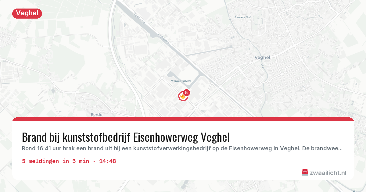 Kaart van de activiteitspiek bij Veghel