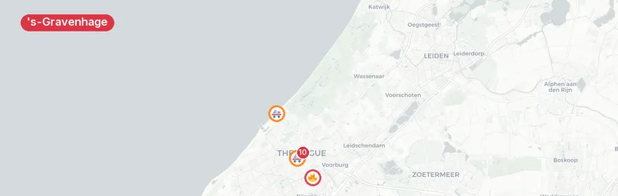 Kaart van Verkeersongeval Prinsegracht en meerdere ambulancemeldingen