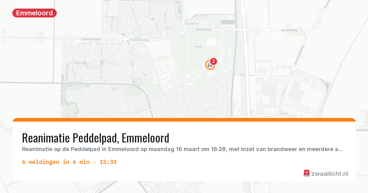 Kaart van de activiteitspiek bij Emmeloord