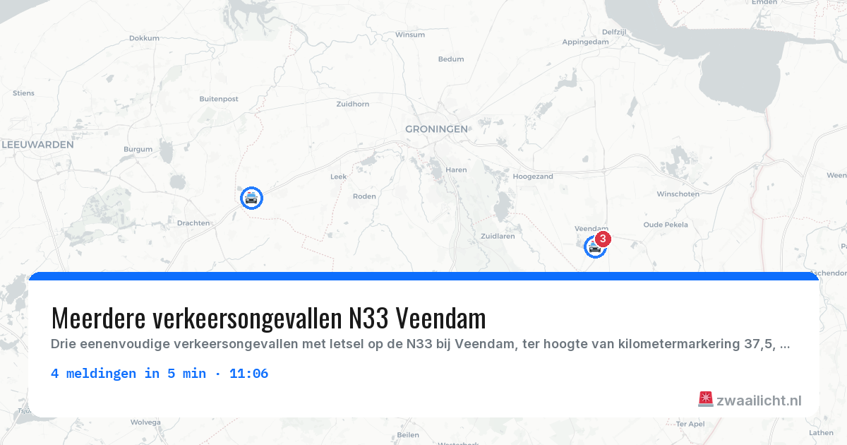 Kaart van de activiteitspiek bij Politie