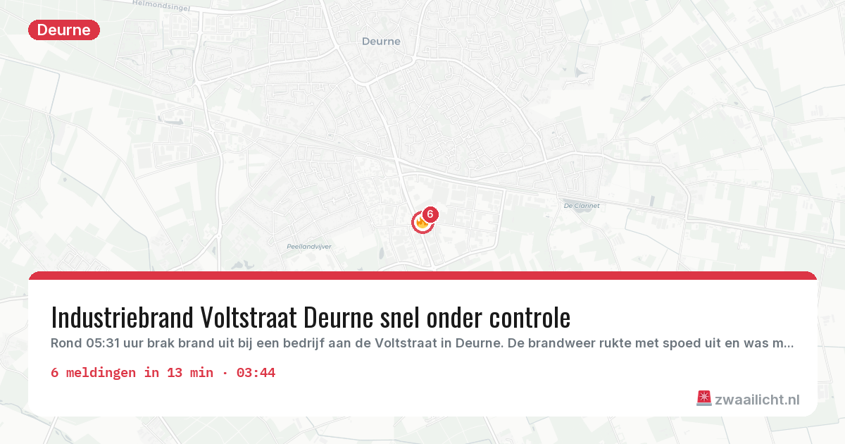 Kaart van de activiteitspiek bij Deurne
