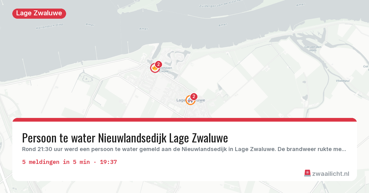 Kaart van de activiteitspiek bij Lage Zwaluwe