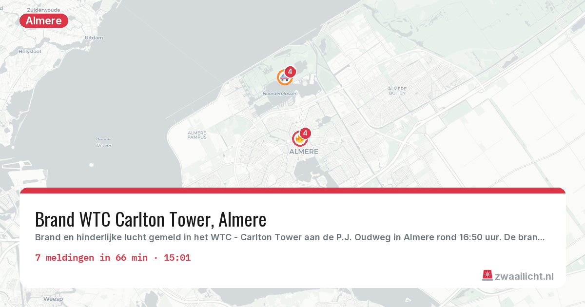 Kaart van de activiteitspiek bij Almere