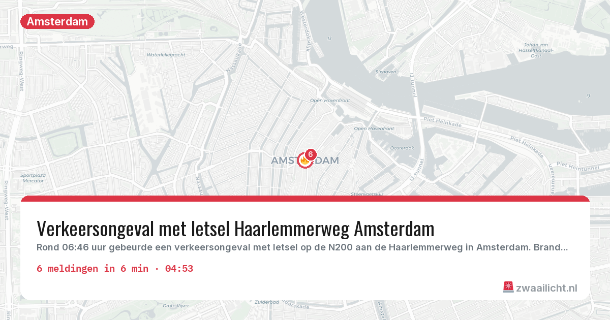 Kaart van de activiteitspiek bij Amsterdam