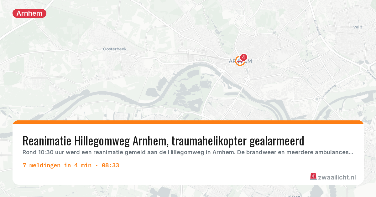 Kaart van de activiteitspiek bij Arnhem