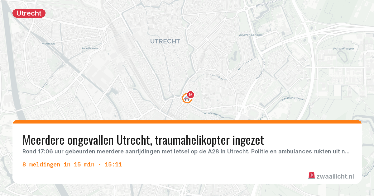 Kaart van de activiteitspiek bij Utrecht