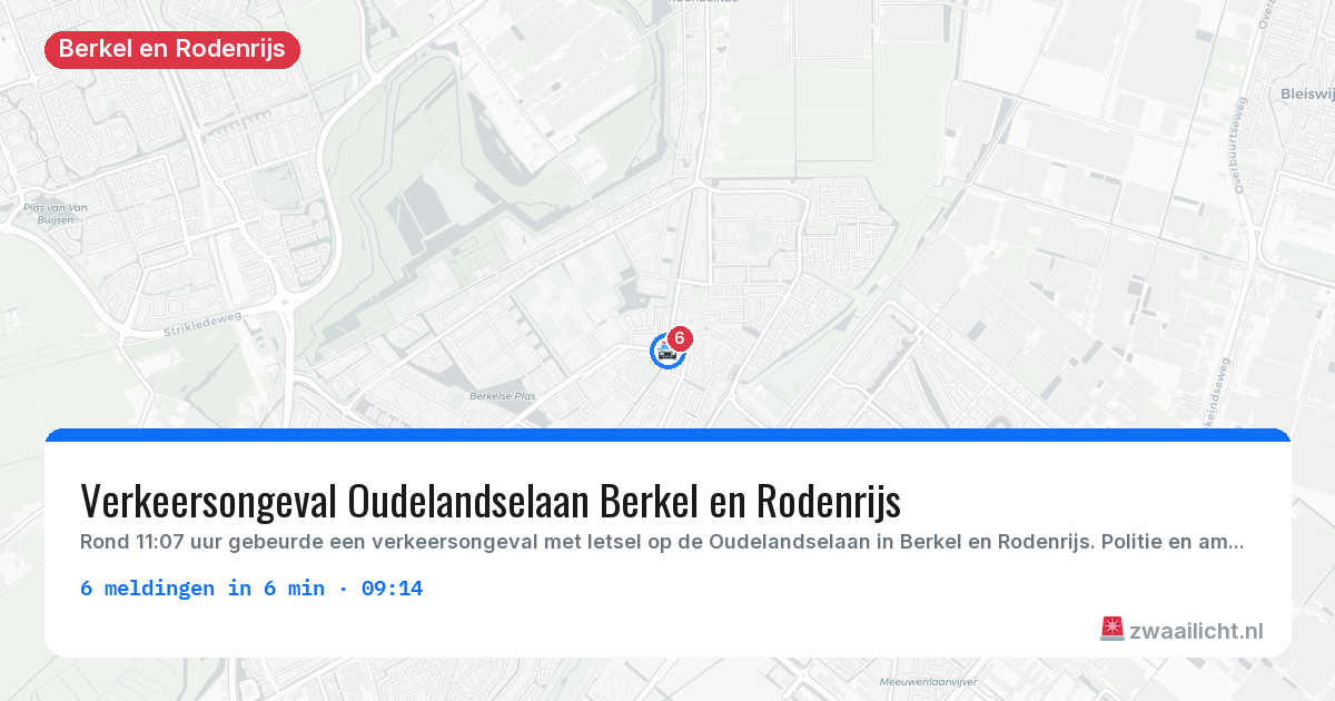 Kaart van de activiteitspiek bij Berkel en Rodenrijs