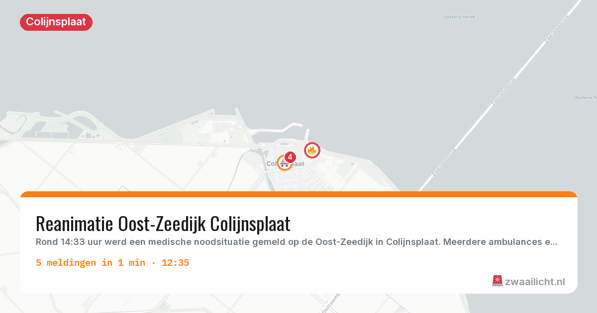 Kaart van de activiteitspiek bij Colijnsplaat
