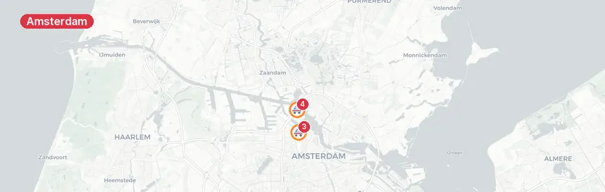 Kaart van Meerdere A1-meldingen Amsterdam