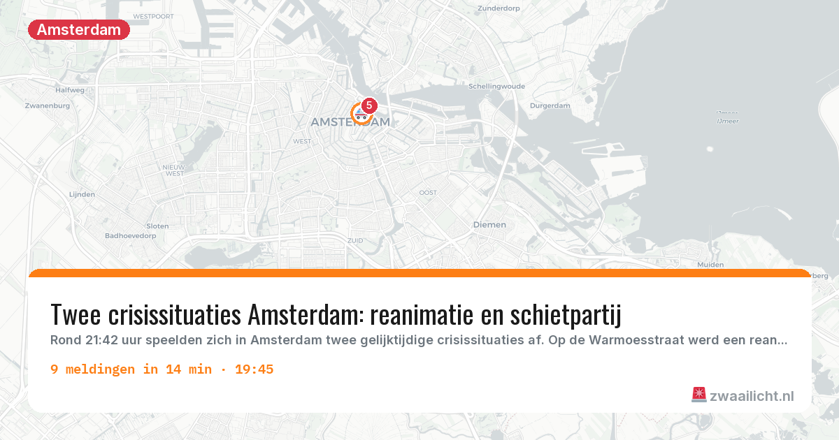 Kaart van de activiteitspiek bij Amsterdam