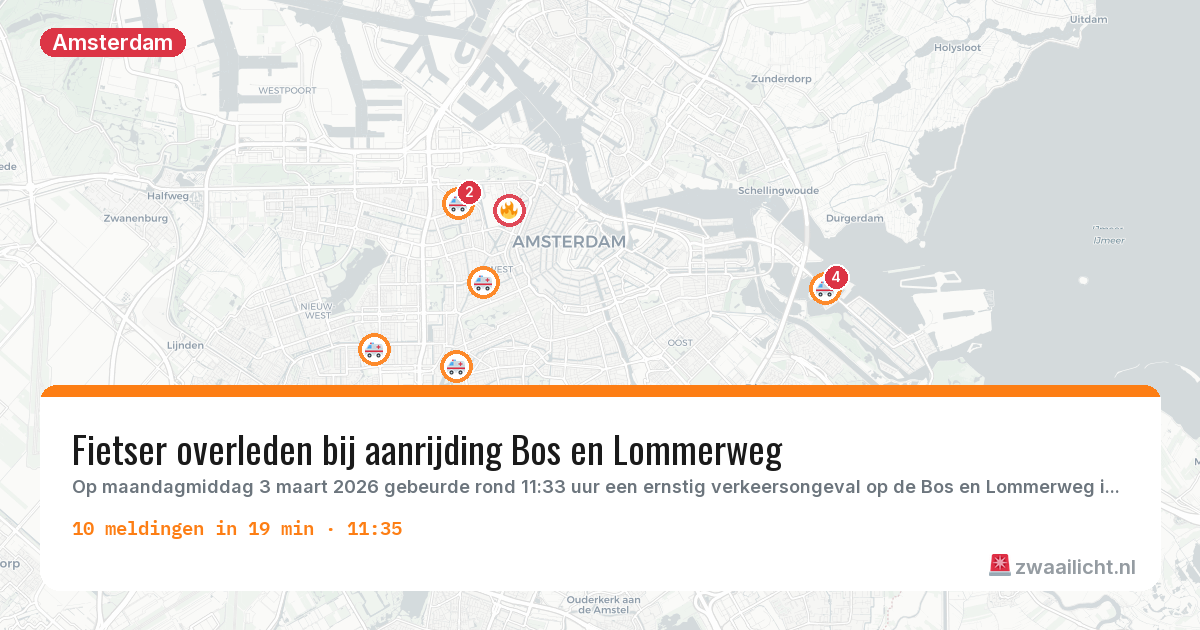 Kaart van de activiteitspiek bij Amsterdam