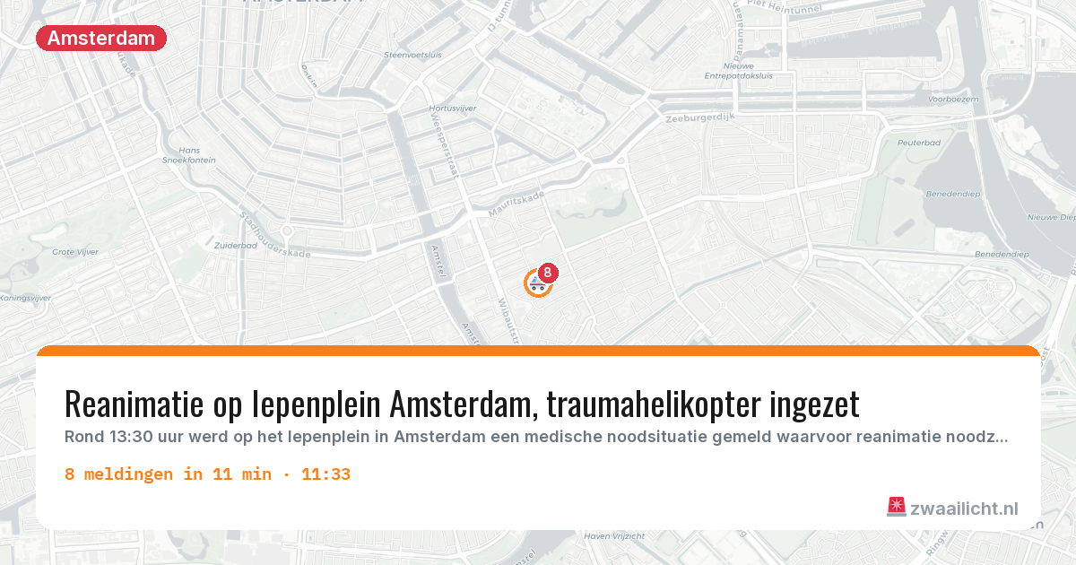 Kaart van de activiteitspiek bij Amsterdam