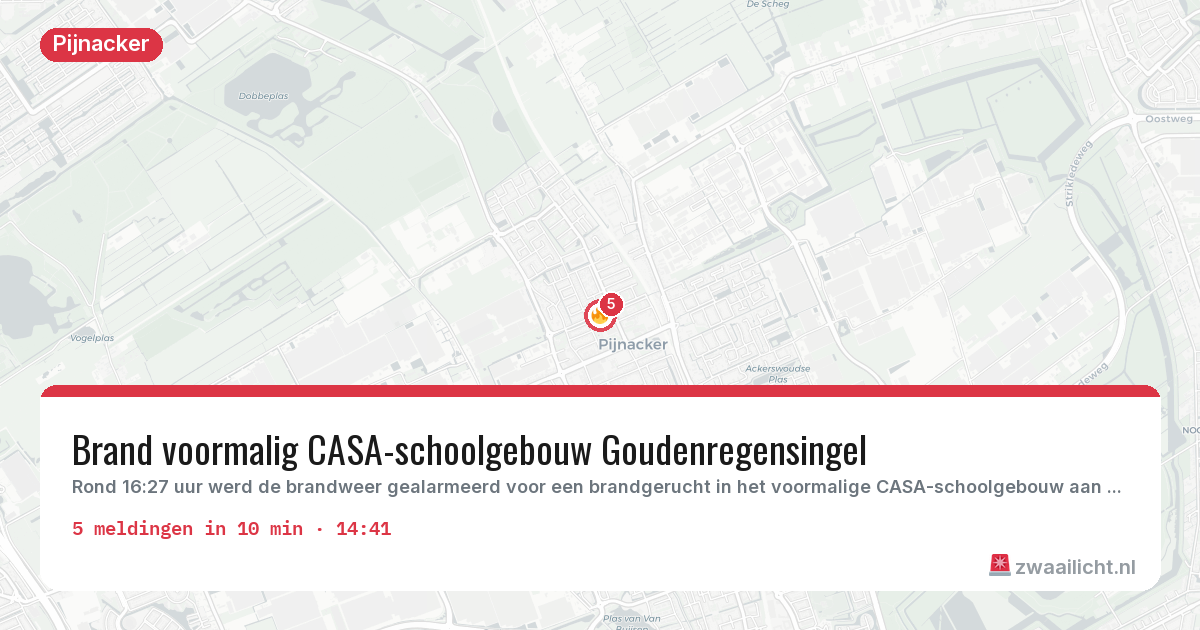 Kaart van de activiteitspiek bij Pijnacker