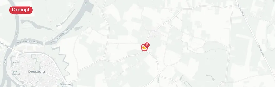 Kaart van Grote brand in loods Zomerweg Drempt