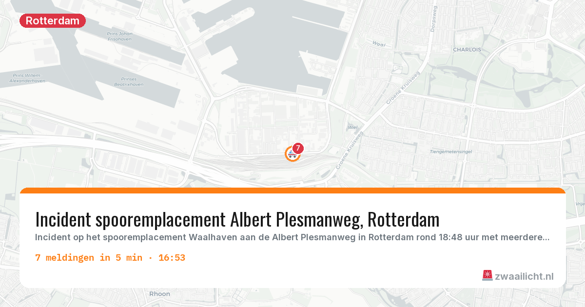 Kaart van de activiteitspiek bij Rotterdam