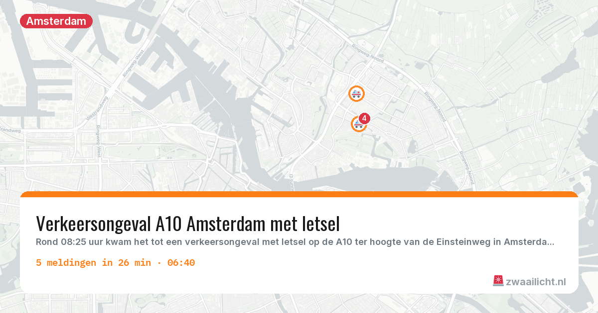 Kaart van de activiteitspiek bij Amsterdam