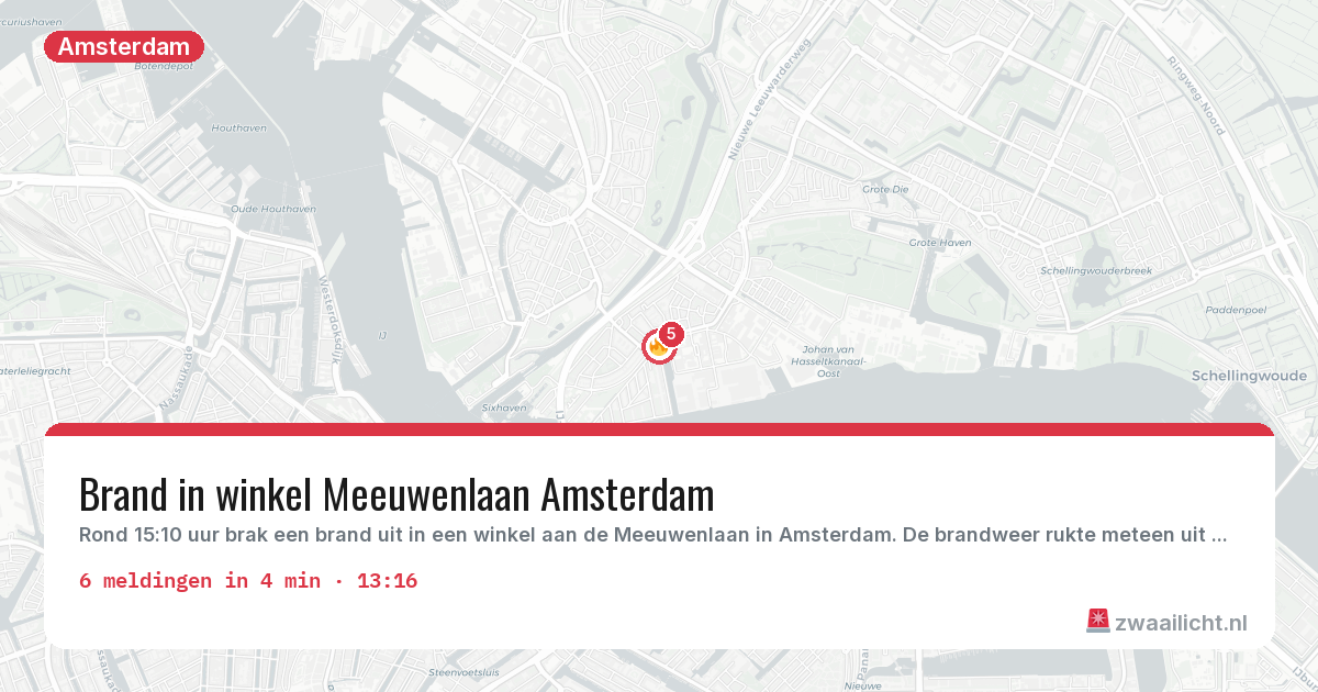 Kaart van de activiteitspiek bij Amsterdam
