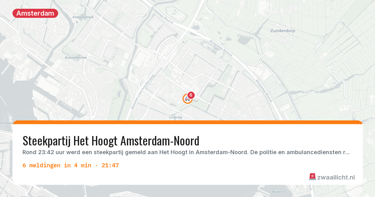 Kaart van de activiteitspiek bij Amsterdam