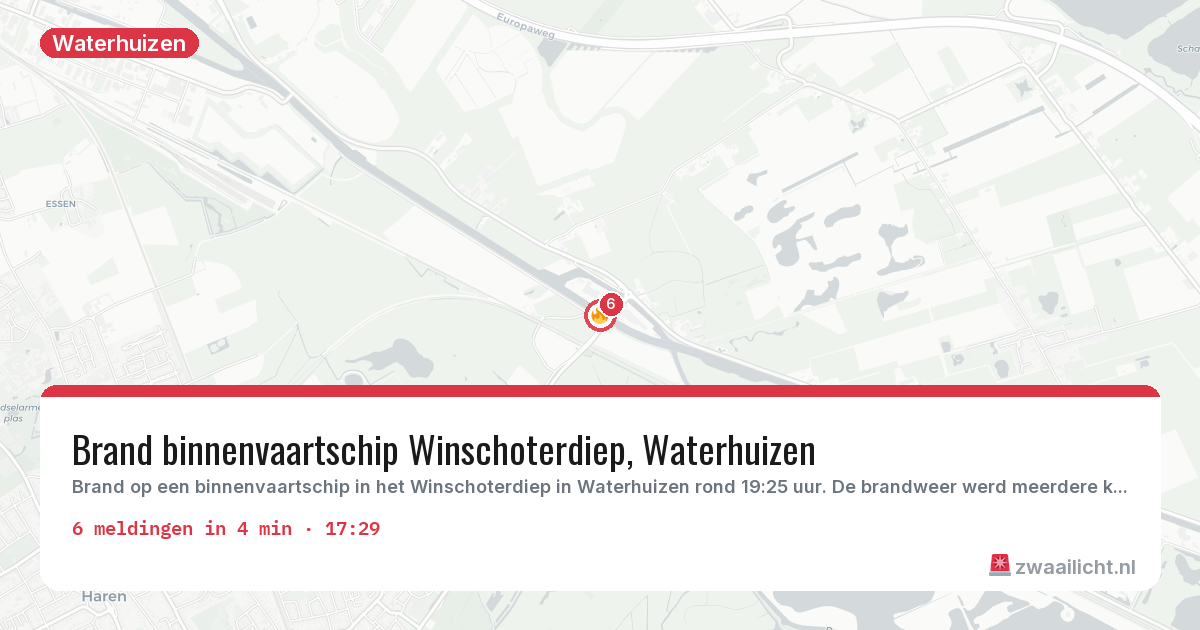 Kaart van de activiteitspiek bij Waterhuizen