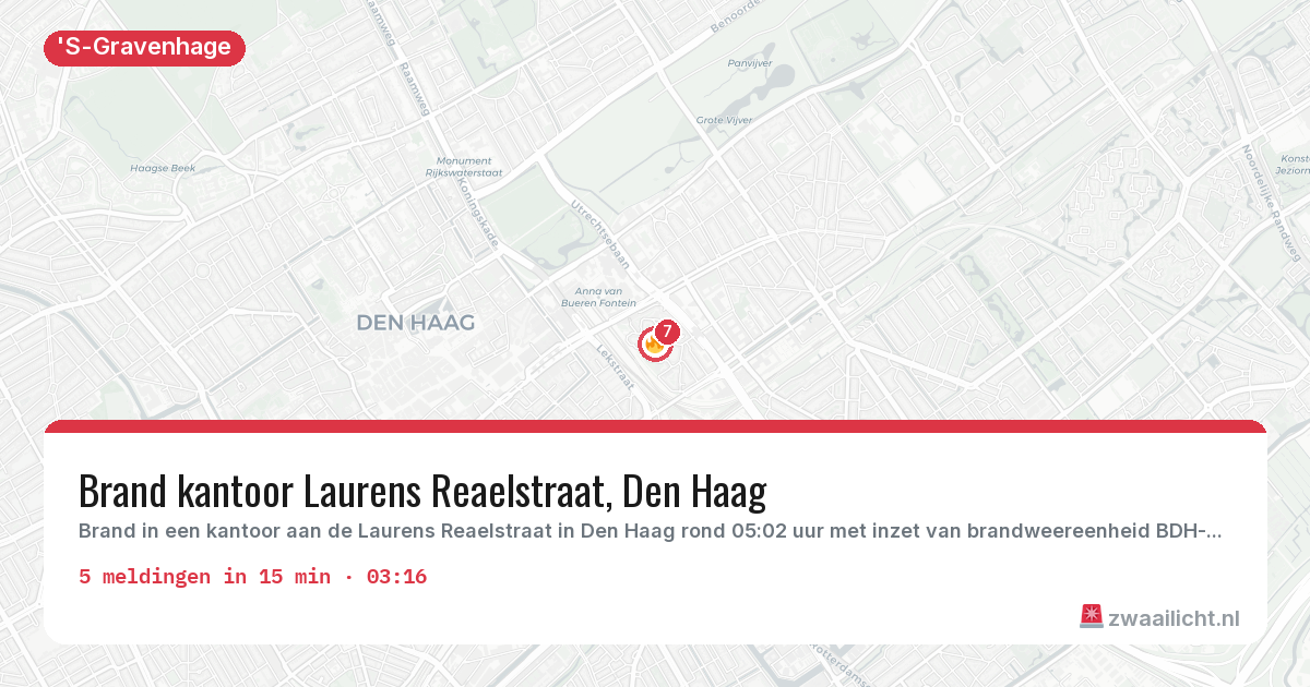 Kaart van de activiteitspiek bij 'S-Gravenhage