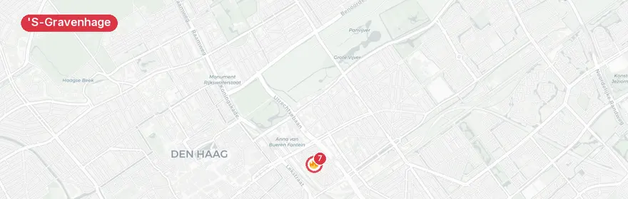 Kaart van Brand kantoor Laurens Reaelstraat, Den Haag