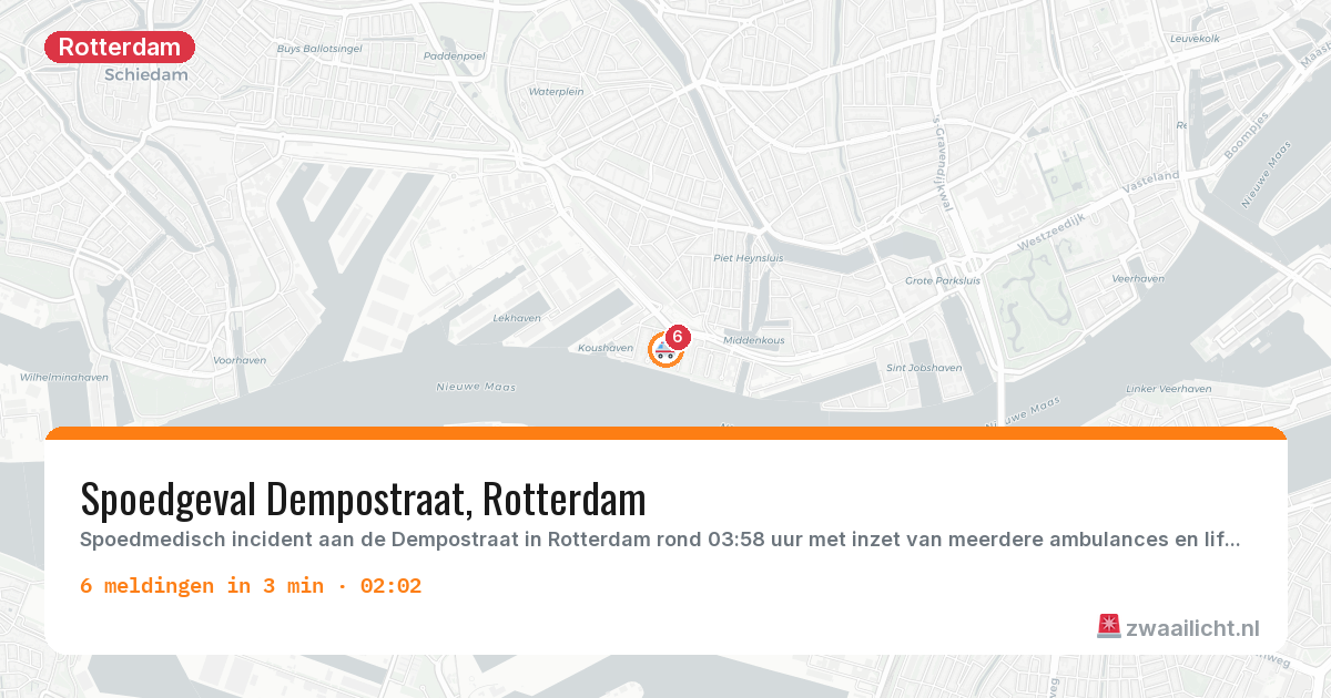 Kaart van de activiteitspiek bij Rotterdam