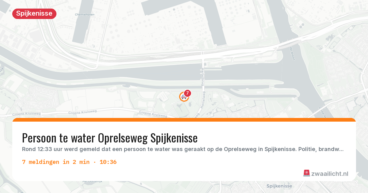 Kaart van de activiteitspiek bij Spijkenisse