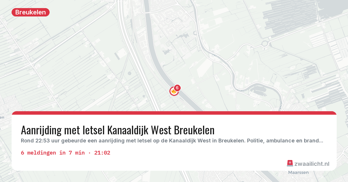 Kaart van de activiteitspiek bij Breukelen